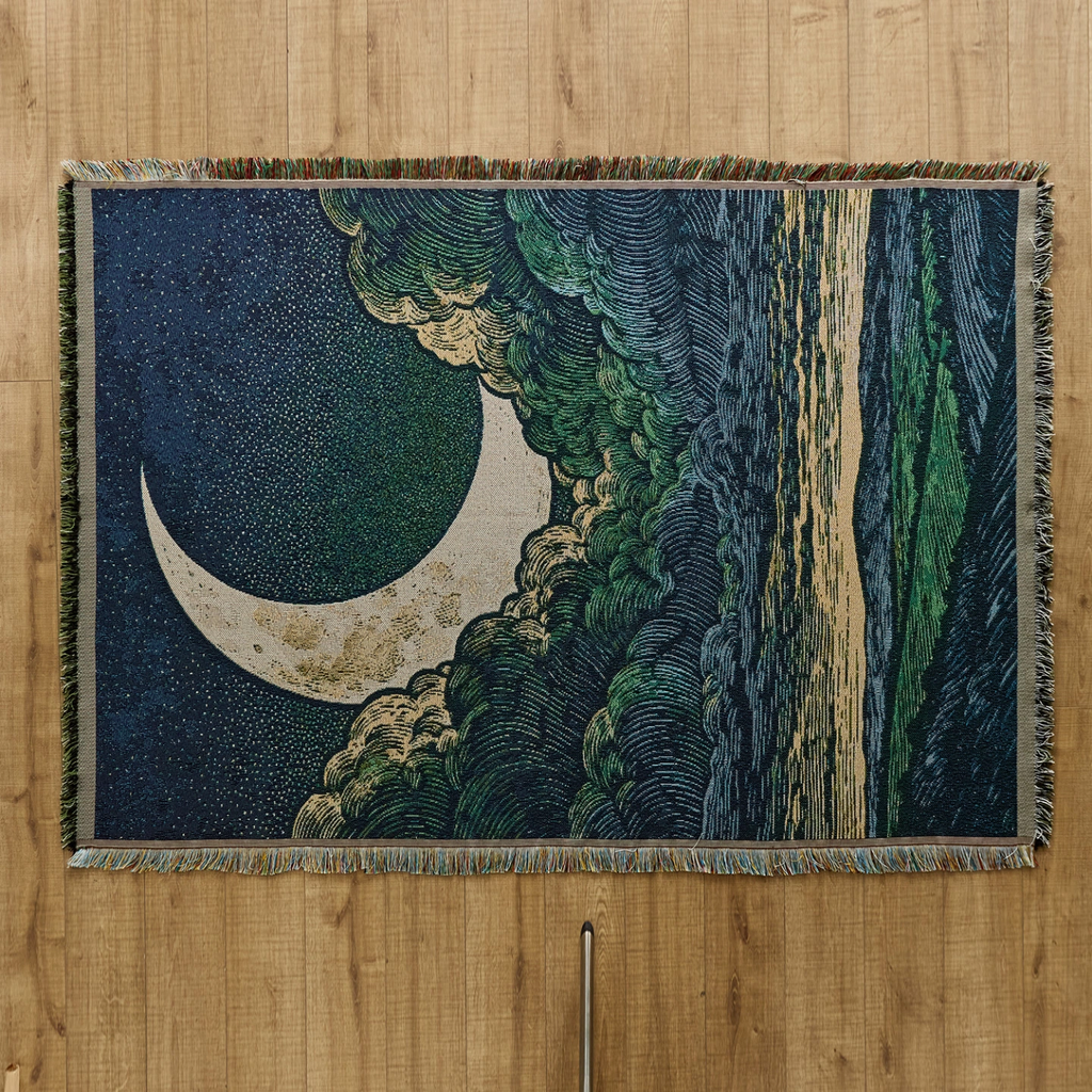 Cartoon & Art Print Woven Throw Blanket with Fringe, Multi-use Outdoor Picnic Rug Home Decor Tapestry